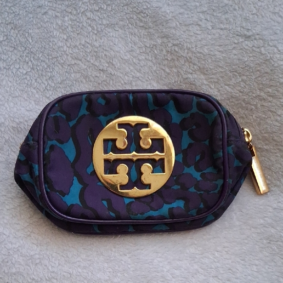 Tory Burch Accessories - Tory Burch Gold Logo Purple and Blue Pouch